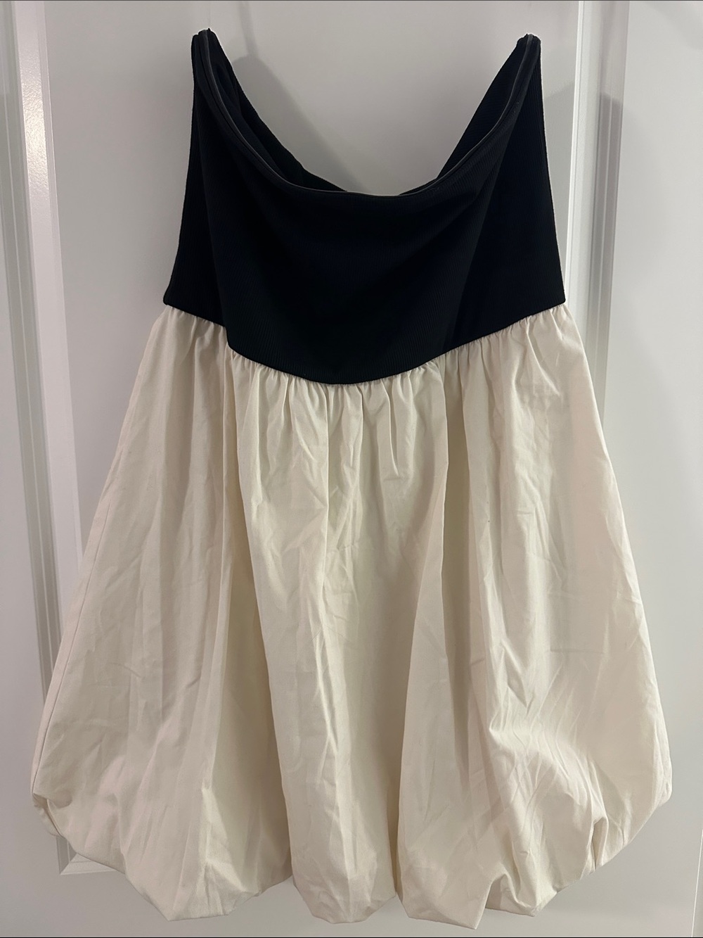 A New Day - Black and Cream Strapless Bubble Dress